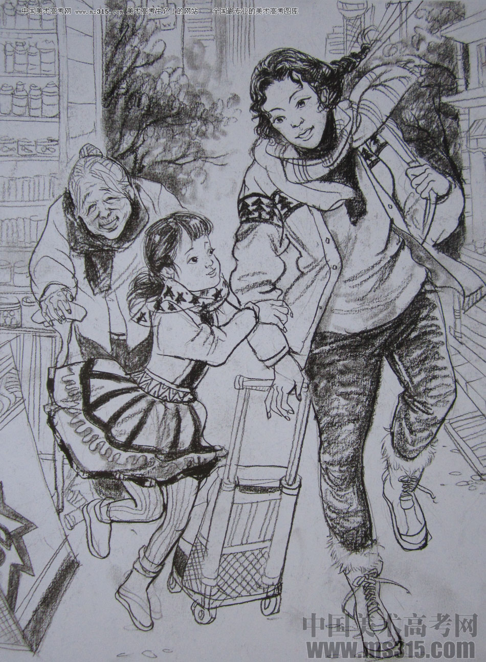 2014年清华大学美术学院设计类速写优秀试卷12