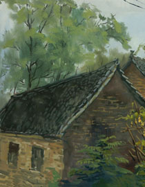 河北师范大学美术学院附中王会革水粉太行山风景10